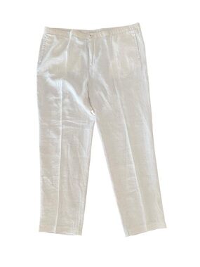 Tommy Bahama Pants Men XXL 100% Linen Relaxed Fit Elastic Tie Waist Light Beige
